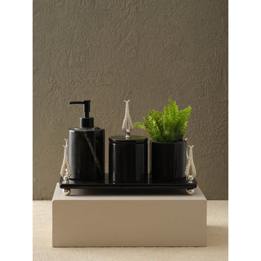 Hyacint Badkamer Set (Dienblad, Tandenborstelhouder, Doos, Vloeibare Zeepdispenser)