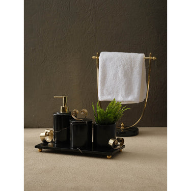 Badkamer Set Met Gebogen Strik Detail (Dienblad, Tandenborstelhouder, Doos, Vloeibare Zeepdispenser)