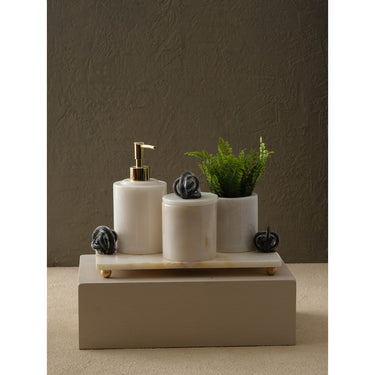 Glazen Gedraaide Badkamer Set (Dienblad, Tandenborstelhouder, Doos, Vloeibare Zeepdispenser)
